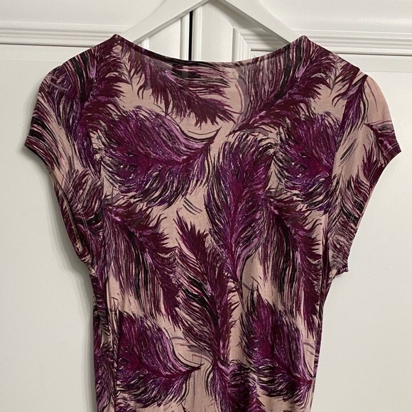 Apt 9 Women Sz Large Purple Pink Scoop Neck Short Sleeve Ruched Knit Midi Dress - Picture 10 of 13